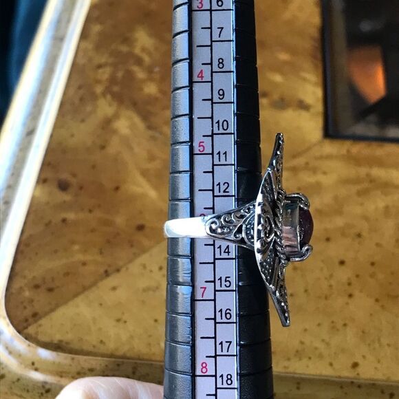 Natural Star Ruby Sterling Silver Ring Size 6 - Picture 8 of 8